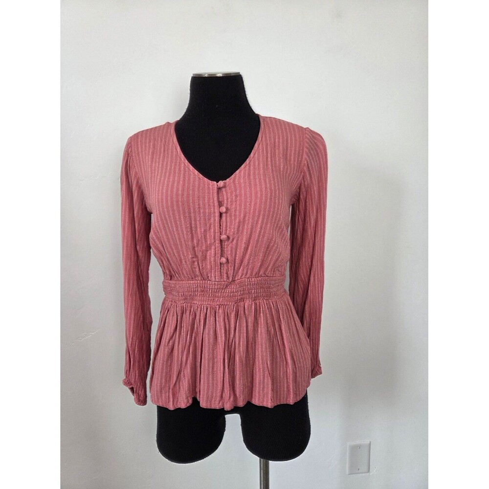 Downeast Pink Peplum Blouse Top Lolita Coquette Romantic Feminine Poetcore XS